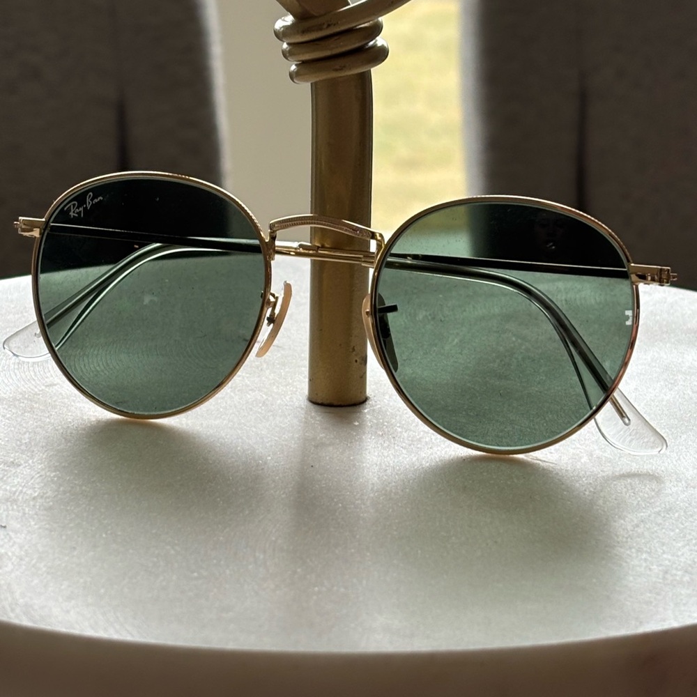 Ray-Ban Gold and Green Round Sunglasses